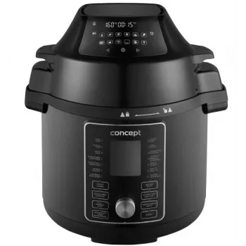 Multicooker CONCEPT CK8000 con funzione friggitrice ad aria, pentola 6L, cestello 3,5L, 1500W, 10 programmi, nero/argento