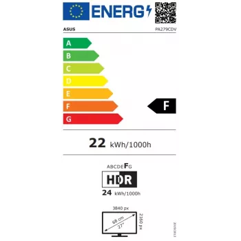 ASUS ProArt Display OLED PA279CDV monitor 26,5 pollici 4K UHD OLED con 120Hz, HDR, hub USB, regolabile in altezza, nero/argento