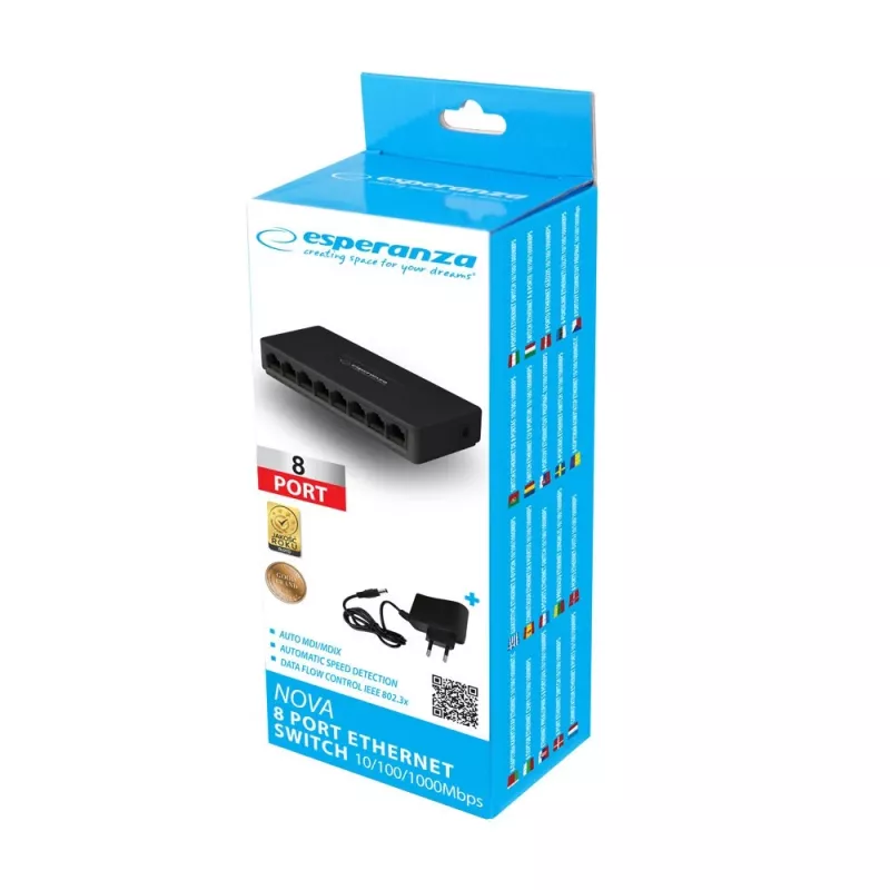 Esperanza NOVA ENS104 switch Gigabit a 8 porte 10/100/1000