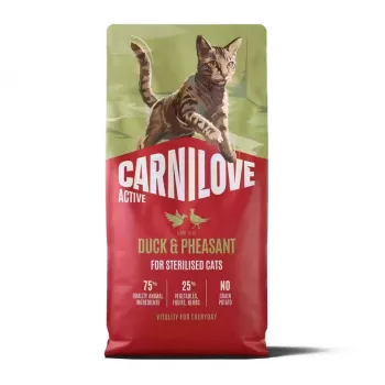 CARNILOVE ACTIVE crocchette per gatti con anatra e fagiano per gatti adulti sterilizzati di tutte le razze 6 kg