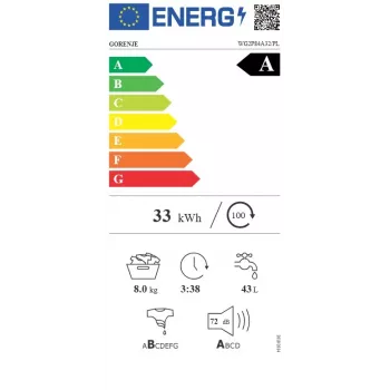 Gorenje WG2P84A32/PL lavatrice a carica frontale freestanding, 8 kg, 1400 giri/min, classe energetica A, bianco