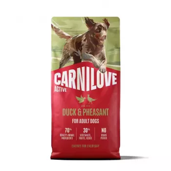 CARNILOVE ACTIVE cibo secco per cani con anatra e fagiano per cani adulti di tutte le razze 12 kg