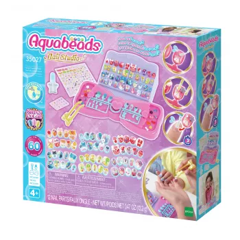 Set starter EPOCH Aquabeads Nail Studio - set artistico per unghie con perline ad acqua per bambini, oltre 100 design, unghie riutilizzabili, senza colla, dai 4 anni