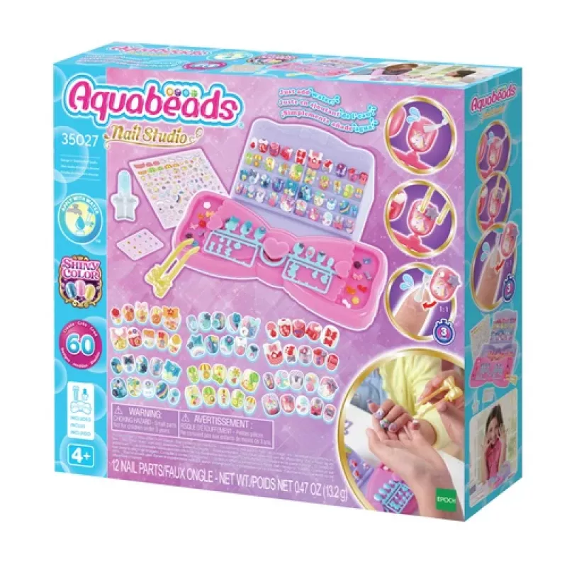 Set starter EPOCH Aquabeads Nail Studio - set artistico per unghie con perline ad acqua per bambini, oltre 100 design, unghie riutilizzabili, senza colla, dai 4 anni