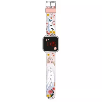 PULIO orologio digitale LED Diakakis - orologio per bambini Frozen con display LED rosso, cinturino in silicone blu/viola, tema ufficiale Disney Frozen