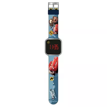 PULIO orologio digitale per bambini con display LED - motivo Disney Pixar Cars, rosso/nero