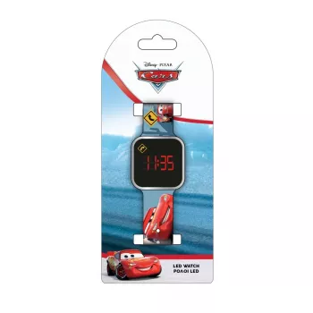 PULIO orologio digitale per bambini con display LED - motivo Disney Pixar Cars, rosso/nero