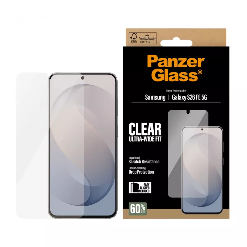 PanzerGlass Ultra-Wide Fit pellicola protezione display per Samsung Galaxy S26 FE con EasyAligner
