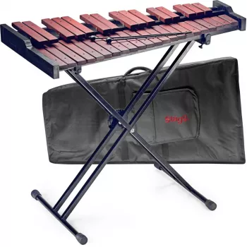 Stagg XYLO-SET-37 xilofono 37 toni con supporto, custodia e bacchette – F5-F8, barre sonore Fibrasynth, risuonatori in alluminio