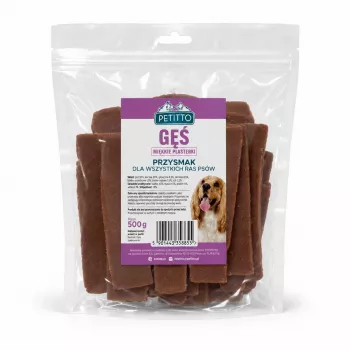 PETITTO strisce di carne d'oca snack per cani – 100% naturale, senza cereali, 500 g