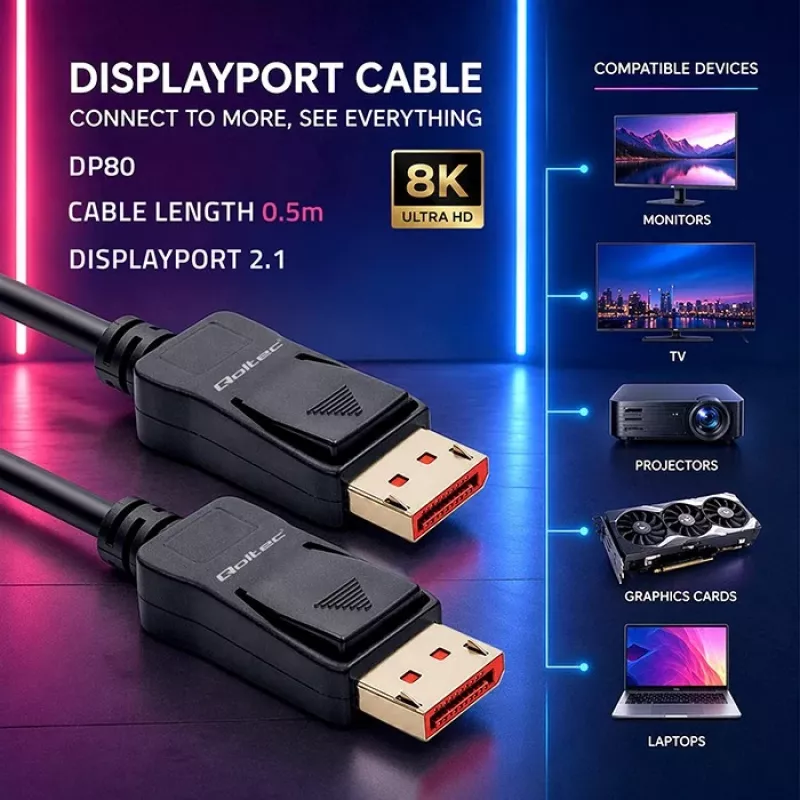 QOLTEC cavo DisplayPort M/M v2.1 54G 0,5 m