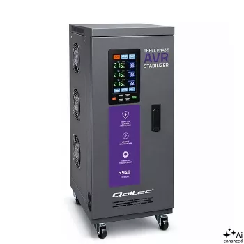 Qoltec stabilizzatore di tensione trifase AVR MULTIPROTECTION 10kVA ±3% servomotore 3F LCD Expert Line