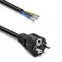 QOLTEC 54598 Schuko CEE 7/7 su cavo di alimentazione spellato e stagnato 3m H05VV-F 3x1,0mm² nero
