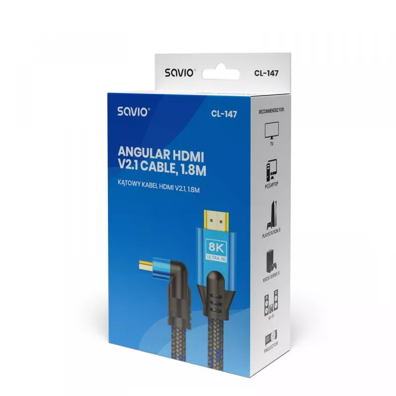 SAVIO CL-147 cavo HDMI 2.1 8K 48Gbps Ultra High Speed