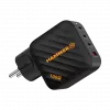Alimentatore HAMMER RapidCharge 100W GaN, 2x USB-C PD 100W + 1x USB-A QC 30W, nero