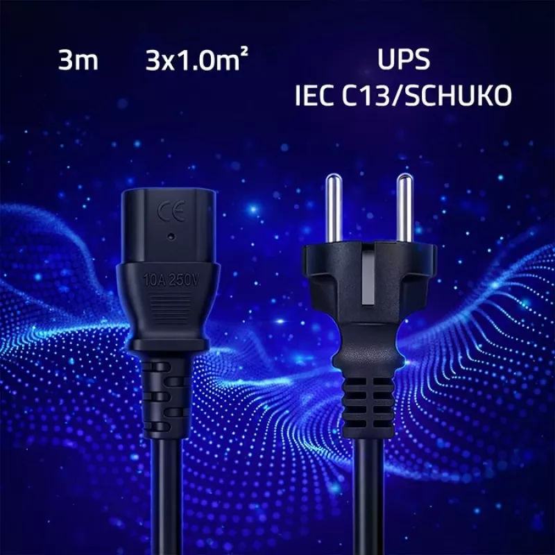 QOLTEC 54627 Cavo di alimentazione Schuko su IEC C13 3m 3x1mm² nero