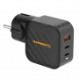 Alimentatore HAMMER RapidCharge 65W GaN - 2x USB-C PD, 1x USB-A QC, nero