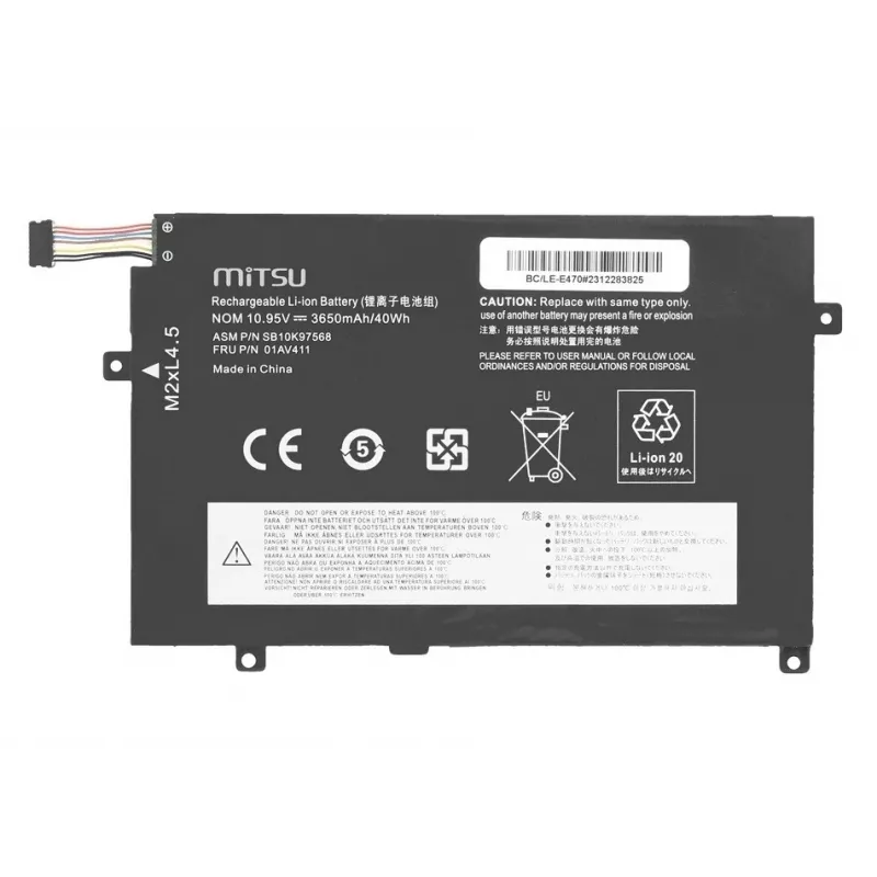 MITSU batteria ricaricabile 01AV411 per Lenovo ThinkPad E470 E475 3650 mAh (40 Wh) 10,95 V