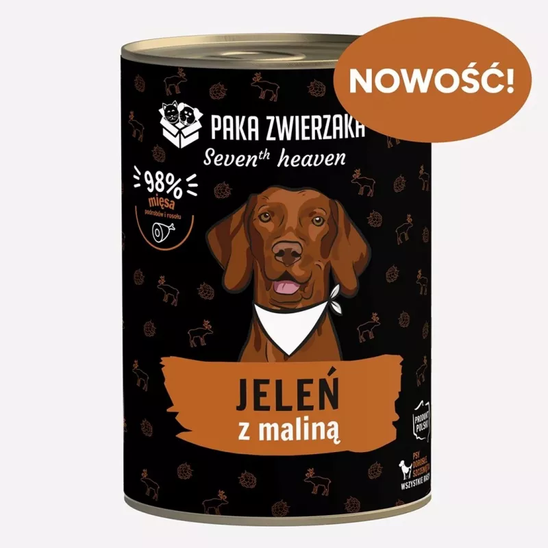 Paka Zwierzaka Seventh Heaven cervo con lampone 400 g cibo umido per cani
