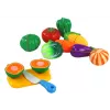 LEAN TOYS Verdura con velcro nel cestino – set giocattolo alimentare da 8 pezzi con piatto e coltello