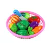 LEAN TOYS Verdura con velcro nel cestino – set giocattolo alimentare da 8 pezzi con piatto e coltello