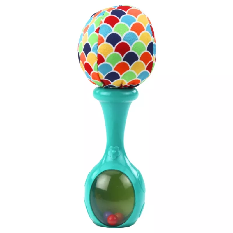 LEAN TOYS Set di sonagli con palline morbide a motivi arancione verde 2 pezzi