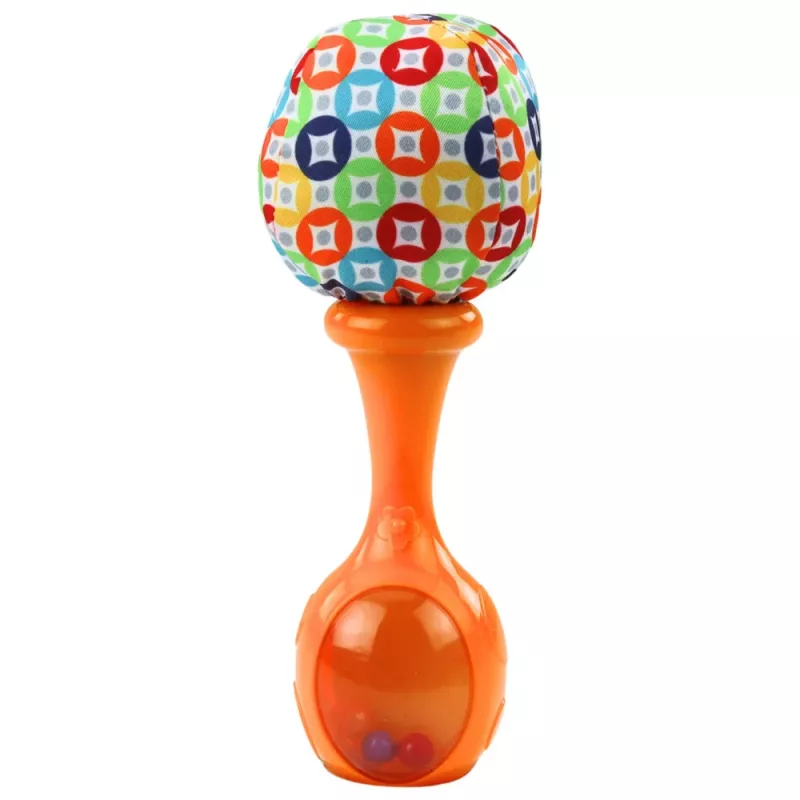 LEAN TOYS Set di sonagli con palline morbide a motivi arancione verde 2 pezzi