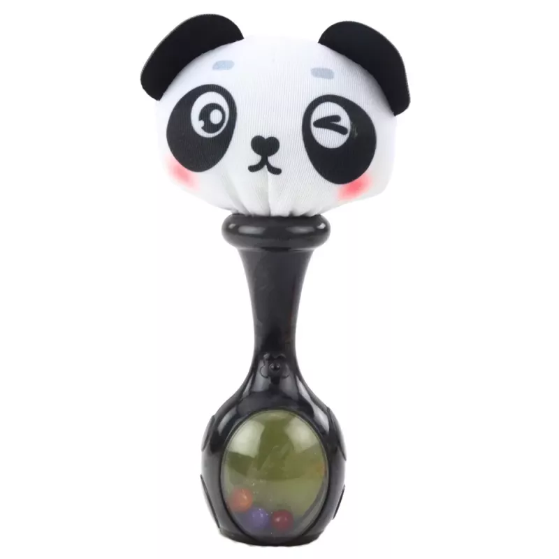 LEAN TOYS Set sonagli con palline morbide, motivi scimmia e panda, 2 pezzi