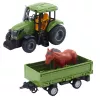 LEAN TOYS Telecomando RC trattore con rimorchio e set cavallo - 2.4GHz, ricaricabile, verde/rosso, da 3 anni