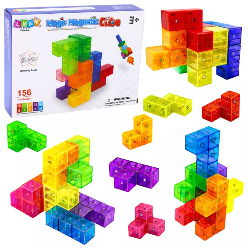 LEAN TOYS Mattoncini magnetici Magic Cube puzzle 156 carte sfida 9 pezzi