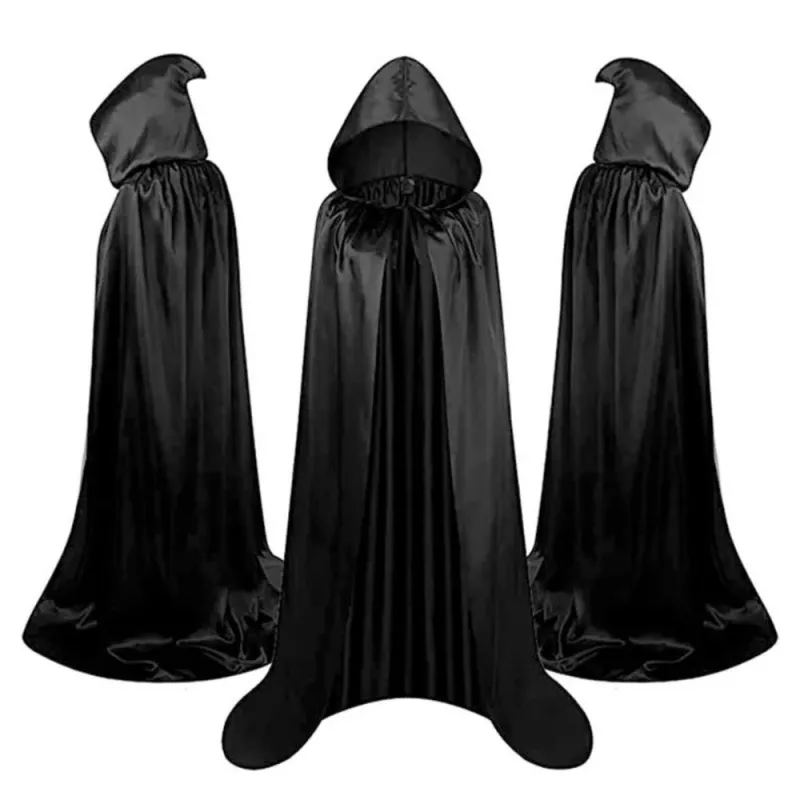 LEAN TOYS Mantello con cappuccio carnevale Halloween nero 150cm