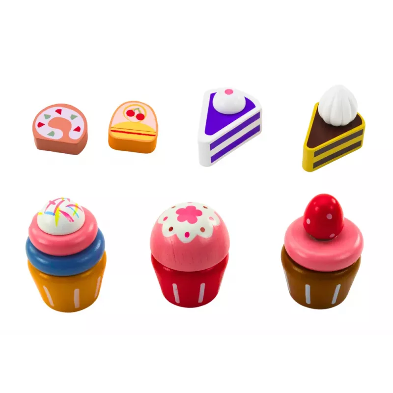 LEAN TOYS set dolciumi torta cupcake supporto in legno