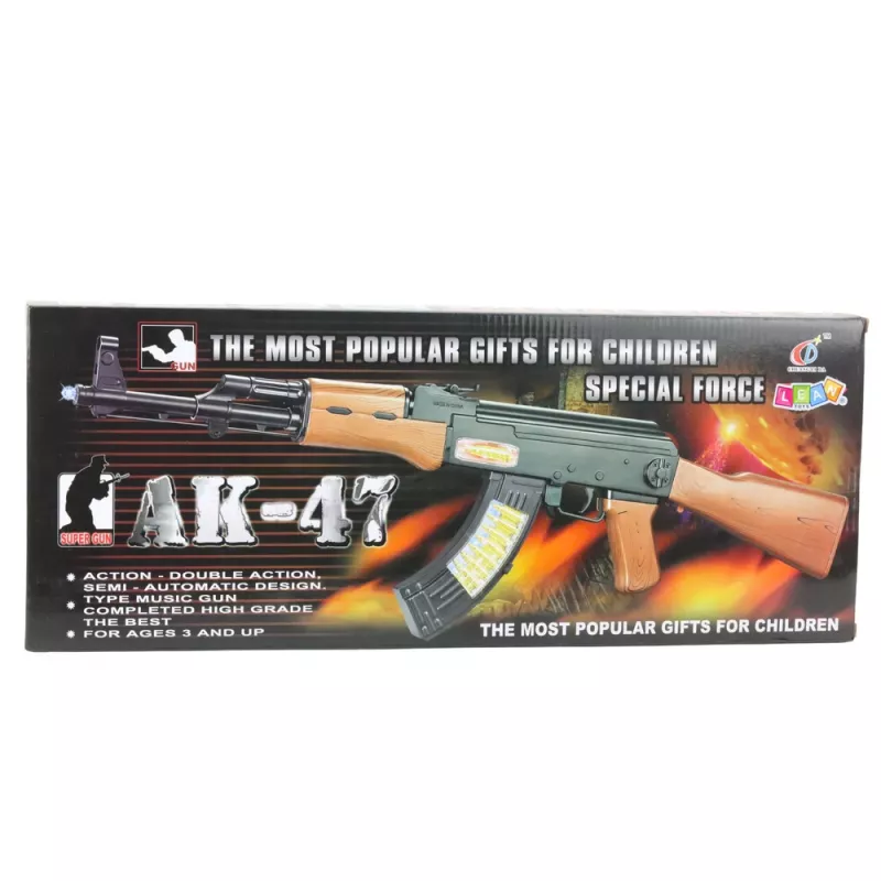 LEAN TOYS Fucile giocattolo AK-47 per bambini con luce e suono 68,5 cm