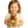 LEAN TOYS Peluche Capibara con salvagente verde e rana, Marrone, 20 cm