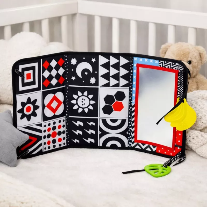 LEAN TOYS Tappetino sensoriale a contrasto con specchio per neonati