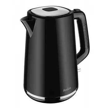 AMICA Bollitore 1,7 L KF304 - 2200 W Acciaio inox bollitore elettrico senza filo, Argento/Nero