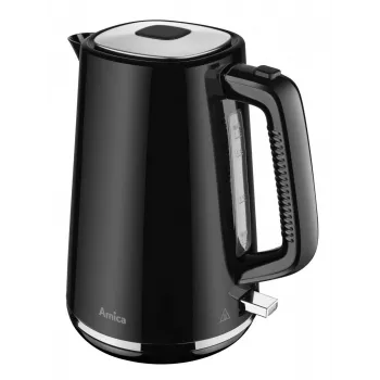 AMICA Bollitore 1,7 L KF304 - 2200 W Acciaio inox bollitore elettrico senza filo, Argento/Nero