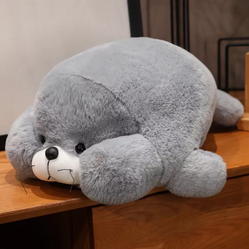 LEAN TOYS Mascotte di peluche foca grigia grande 29cm