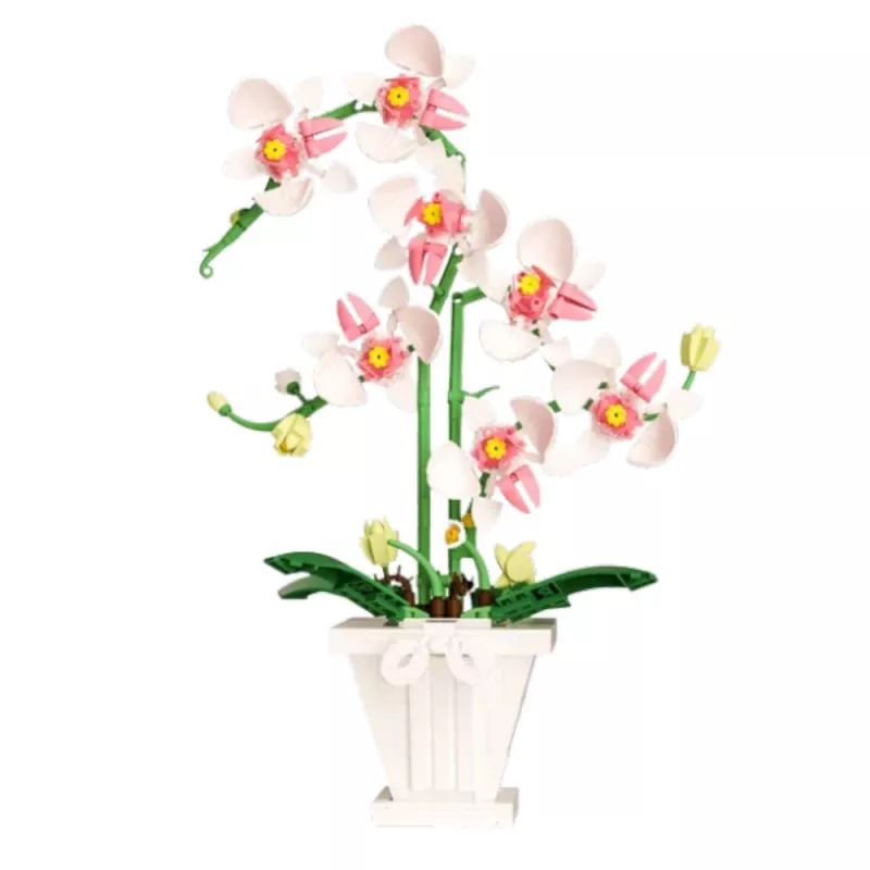 LEAN TOYS Orchidea mattoncini orchidea in vaso rosa e bianco 718 pezzi