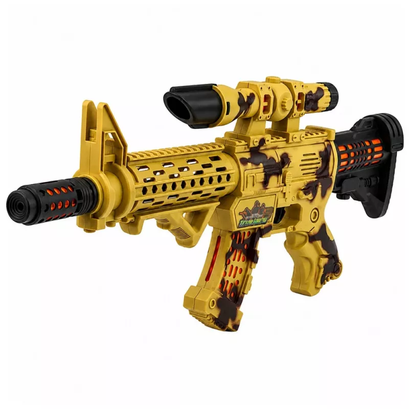 LEAN TOYS Fucile giocattolo mimetica mirino silenziatore mobile luce e suono 54 cm