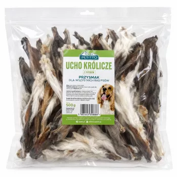PETITTO orecchie di coniglio con pelo snack per cani, 500 g