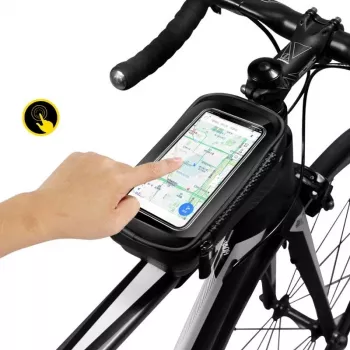 WILDMAN Bike Holder Case M E2 1L nero - borsa da manubrio per smartphone, resistente agli schizzi, compatibile touchscreen, 1L di spazio