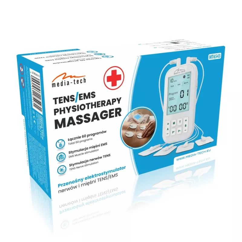 MEDIA-TECH TENS/EMS massaggiatore MT6543 | stimolatore muscolare e antidolore a doppio canale