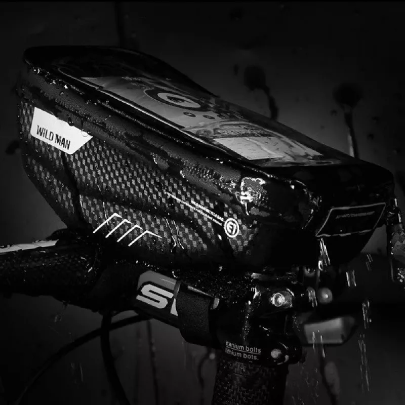 WILDMAN Bike Holder Case S E1 1L nero – borsa da telaio compatta per bici con chiusure a strappo