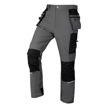 NEO TOOLS Mix&Match pantaloni da lavoro 4-way stretch con rinforzo in Cordura, grigio-nero, XXL