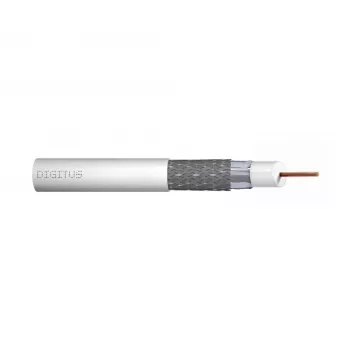Cavo coassiale DIGITUS RG-6, rame 1,05 mm, 75 Ohm, doppia schermatura (2x foglio + 77% treccia), Eca, guaina in PVC, 305 m, bianco