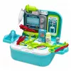 LEAN TOYS Set medico 2-in-1 in valigetta, ambulatorio medico portatile, accessori, blu