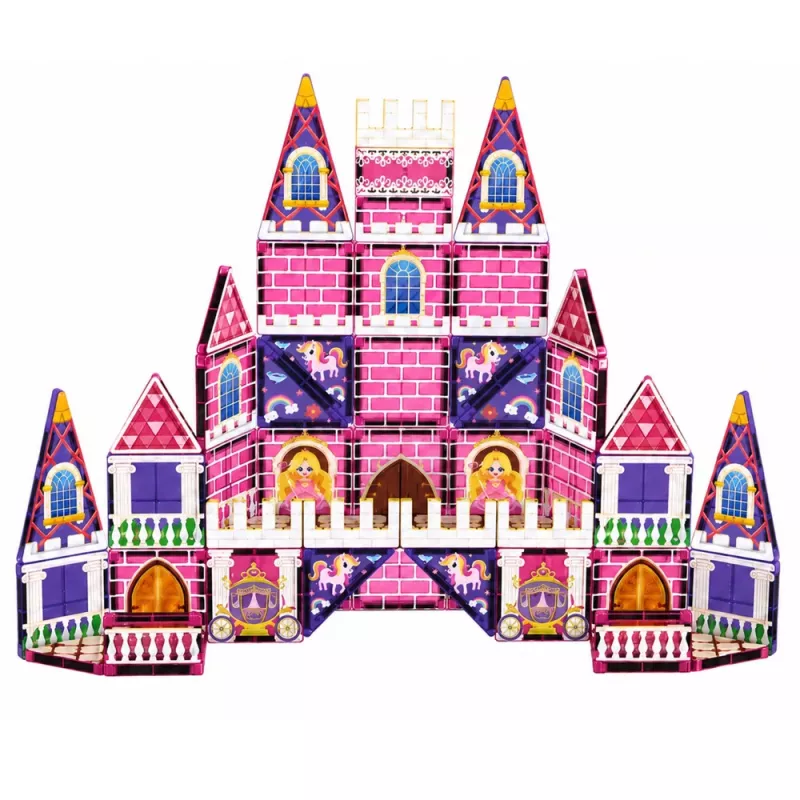 LEAN TOYS Mattoncini magnetici castello della principessa rosa 58 pezzi