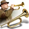 V-TONE VHT 1 Bb Tromba da segnalazione fanfara – ottone con vernice trasparente, senza pistoni, campana 120 mm, bocchino incluso