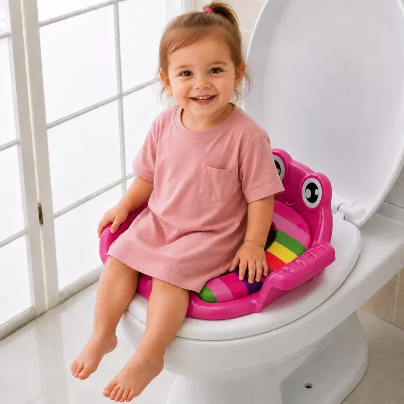 LEAN TOYS copriwater morbido per bambini con maniglie, rosa, per bambini da 18 mesi a 4 anni